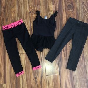2 pairs leggings & 1 leotard
